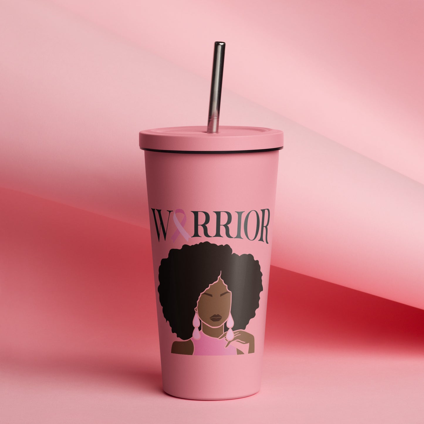 Warrior! Insulated tumbler with a straw