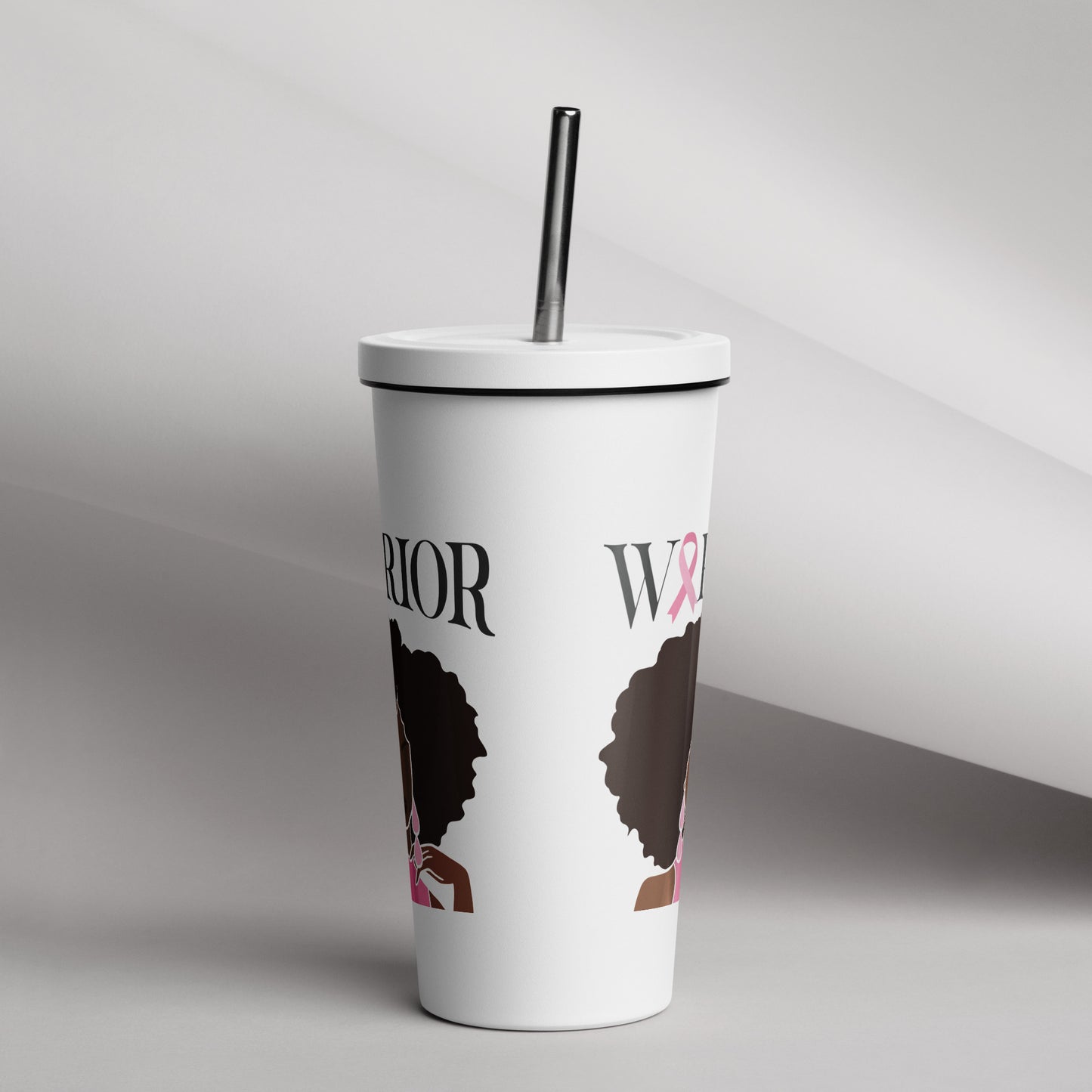 Warrior! Insulated tumbler with a straw