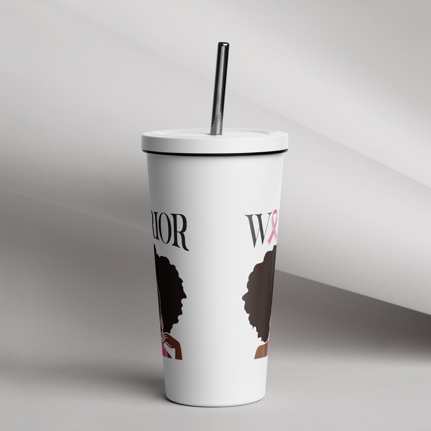 Warrior! Insulated tumbler with a straw