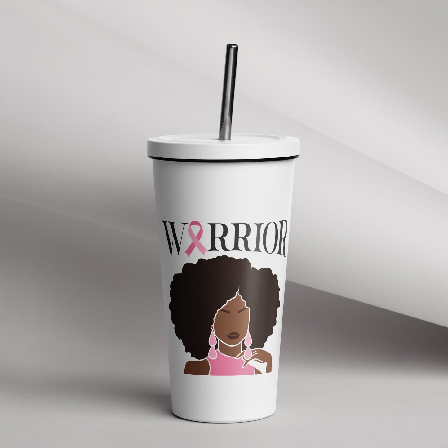 Warrior! Insulated tumbler with a straw