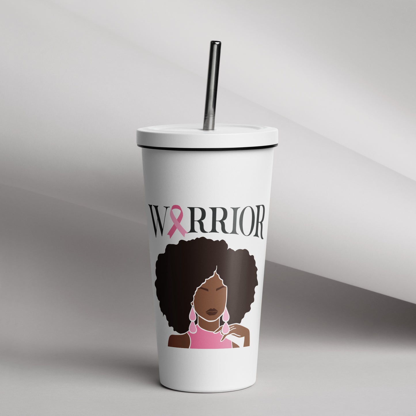 Warrior! Insulated tumbler with a straw