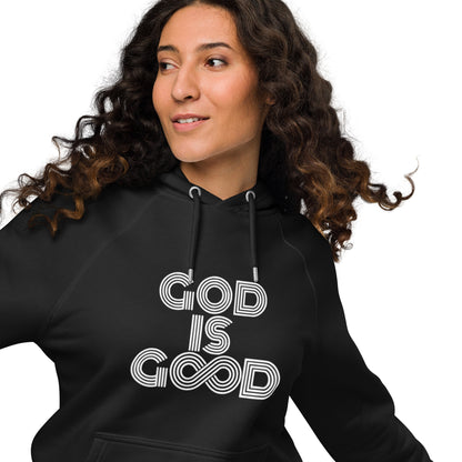 "God is Good" Unisex eco raglan hoodie