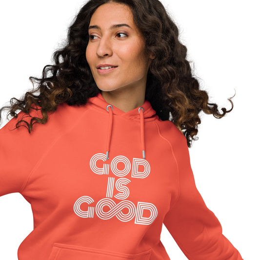 "God is Good" Unisex eco raglan hoodie
