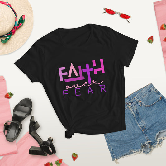 FAITH OVER FEAR Women's short sleeve t-shirt