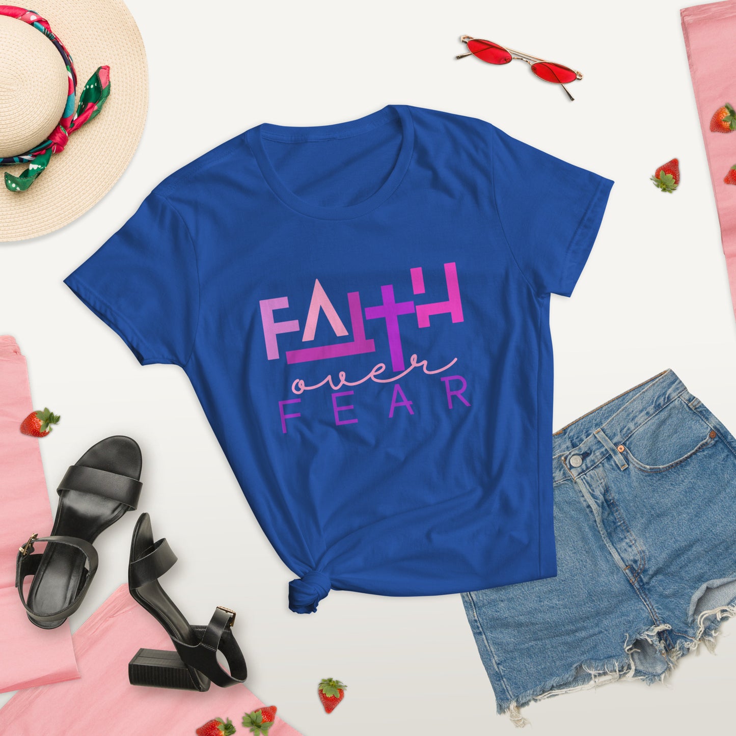 FAITH OVER FEAR Women's short sleeve t-shirt