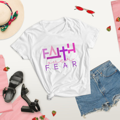 FAITH OVER FEAR Women's short sleeve t-shirt